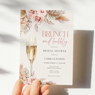 Brunch och bubbel Pampas gräs Bröllopsfest Inbjudningar
