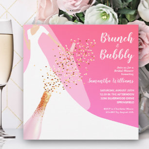 Brunch och bubbel Rosa Bröllopsfest Inbjudningar