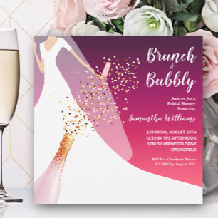 Brunch och bubbel Rosabröllop Inbjudningar
