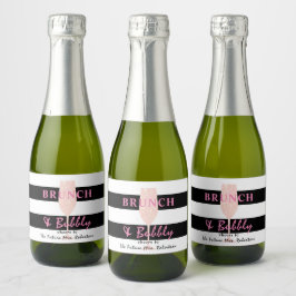 Brunch och bubbel Svart och vit rand | Rosa