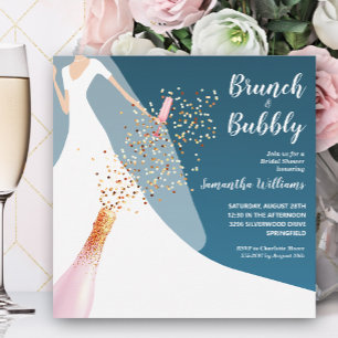 Brunch och bubbel Teal Bröllopsfest Inbjudningar