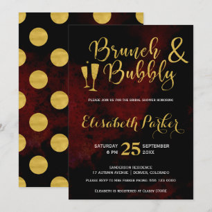 Brunch och Bubbelburguny glam guld möhippa Inbjudningar