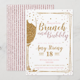 Brunch och Bubbelglitter med 2 strimlade bakgaller Inbjudningar