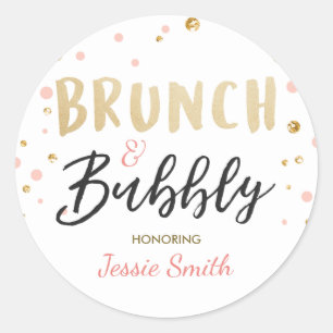Brunch och bubbelgynna rosa av Möhippa Runt Klistermärke