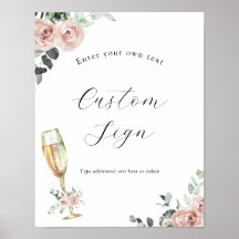 Brunch och bubblig blommig anpassningsskylt med te