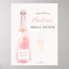 Brunch och bubblig champagne bröllopsdusch välkoms poster