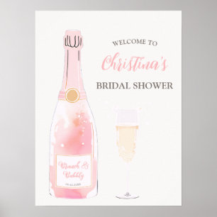 Brunch och bubblig champagne bröllopsdusch välkoms poster