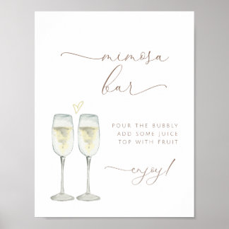 Brunch och bubblig Mimosa Bar skylt