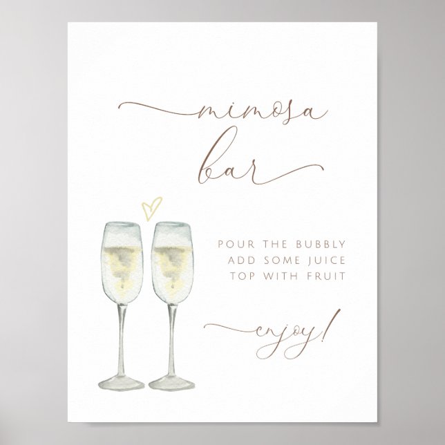 Brunch och bubblig Mimosa Bar skylt (Framsidan)