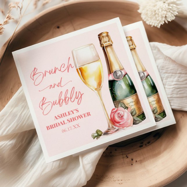 Brunch och bubblig Mimosa Champagne Bröllopsdusch Pappersservett (Skapare uppladdad)