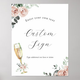 Brunch och Bubbly Blommig Anpassat Textskylt Poster