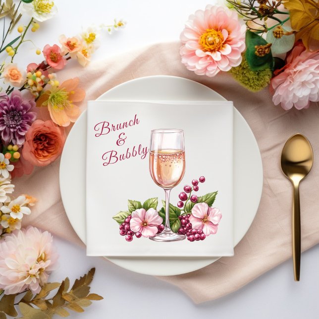Brunch och Bubbly Blomsterarrangemang Pappersservett (Skapare uppladdad)
