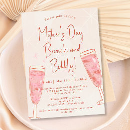 Brunch och Bubbly Blush Rosa Morsdagsbrunch Inbjudningar