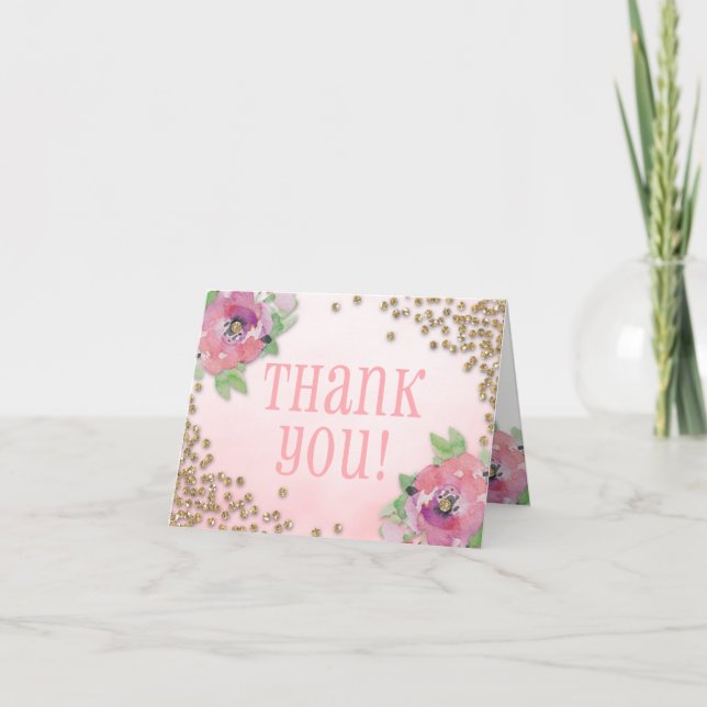 Brunch och Bubbly Bröllopsdusch Glitter Tacksam Tack Kort (Framsida)