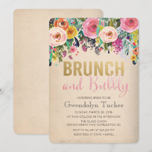 Brunch och Bubbly Bröllopsdusch Inbjudan