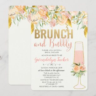 Brunch och Bubbly Bröllopsdusch Inbjudan
