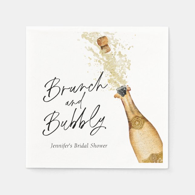 Brunch och Bubbly Bröllopsdusch Personlig Pappersservett (Framsidan)