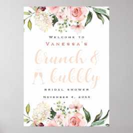 Brunch och Bubbly Bröllopsdusch Välkomstskylt Poster