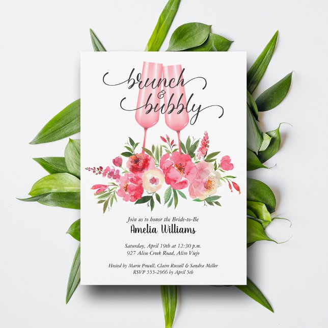 Brunch och Bubbly Bröllopsfest Champagne Inbjudningar (Brunch and Bubby Bridal Shower Champagne Invitations - INSTANT DOWNLOAD and or PRINTED or both!)