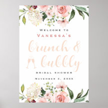 Brunch och Bubbly Bröllopsfest välkomstskylt