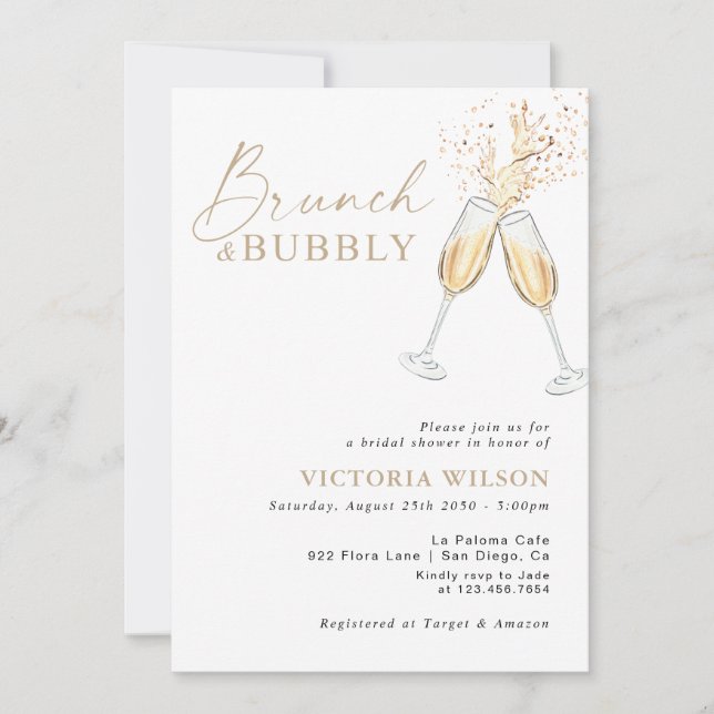 Brunch och Bubbly Bröllopsfestinbjudan Inbjudningar (Framsida)