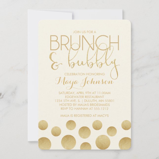 Brunch och Bubbly Bröllopsfestinbjudan Inbjudningar (Framsida)
