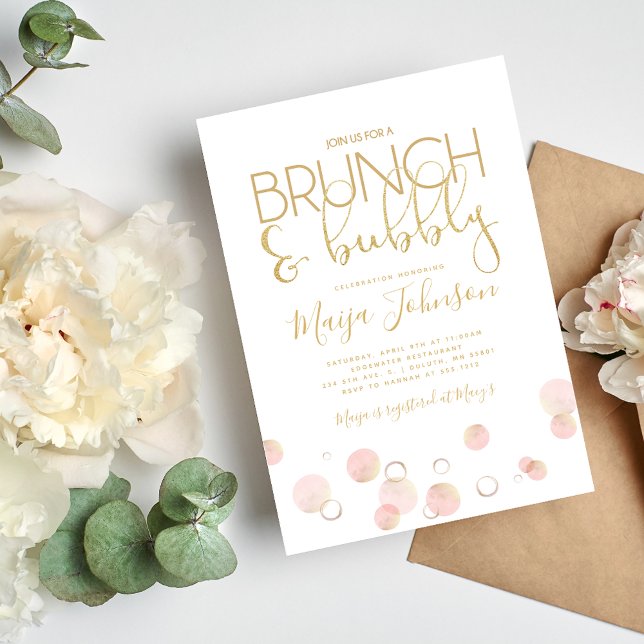 Brunch och Bubbly Bröllopsfestinbjudan Inbjudningar (Skapare uppladdad)