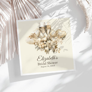 Brunch och Bubbly Champagne Blommor Bröllopsdusch Pappersservett