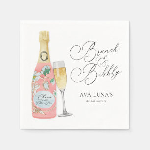 Brunch och Bubbly Champagne Bröllopsdusch Papper Pappersservett