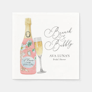 Brunch och Bubbly Champagne Bröllopsdusch Pappersservett