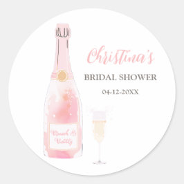Brunch och Bubbly Champagne Bröllopsdusch Runt Klistermärke