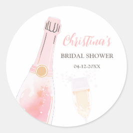 Brunch och Bubbly Champagne Bröllopsdusch Runt Klistermärke