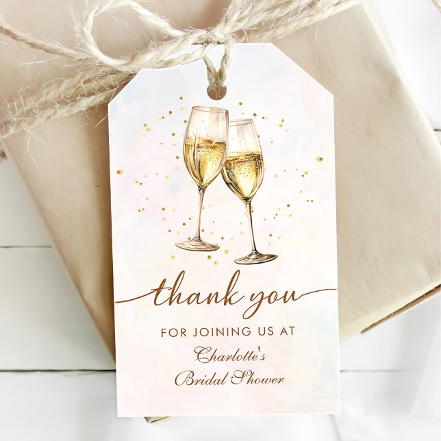 Brunch och Bubbly Champagne Bröllopsfest Presentetikett (Skapare uppladdad)
