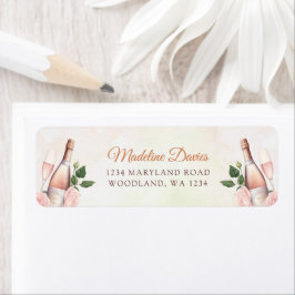 Brunch och Bubbly Champagne Bröllopsfest Returadress Etikett