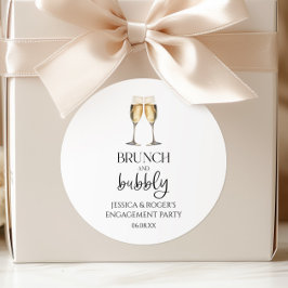 Brunch och Bubbly Förlovningsfest Brunchpresent Runt Klistermärke