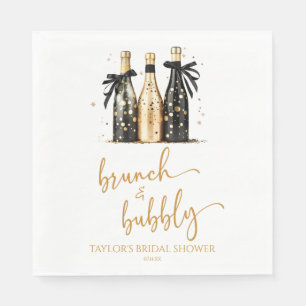 Brunch och Bubbly Guld Champagne Bröllopsdusch Pappersservett