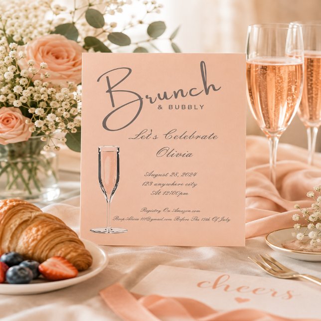 BRUNCH OCH BUBBLY INBJUDNINGSKORT FÖR MÖHIPPAN (Skapare uppladdad)