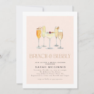 Brunch och Bubbly Prosecco Champagne Bröllopsdusch Inbjudningar