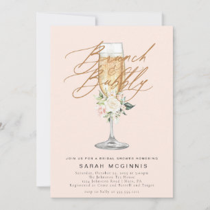 Brunch och Bubbly Prosecco Champagne Bröllopsdusch Inbjudningar