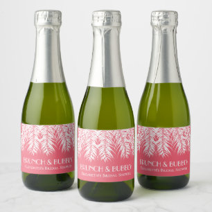 Brunch och Bubbly Rosa Mini Litet Vin Etikett