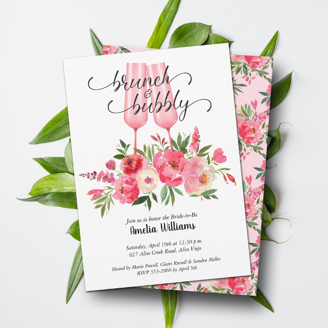 Brunch och Bubby Möhippa Champagne Inbjudningar (Brunch and Bubby Bridal Shower Champagne Invitations - INSTANT DOWNLOAD and/or PRINTED)