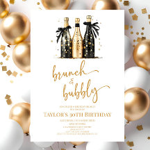 Brunch och Bubly Black Guld Birthday Brunch Party