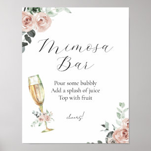 Brunch och Bubly Blommigt Mimosa Pub Sign Poster