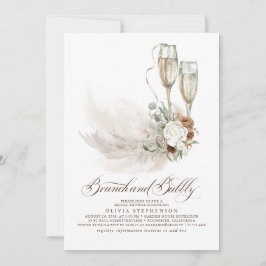 Brunch och Bubly Boho Pampas Grass Möhippa Inbjudningar