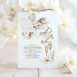 Brunch och Bubly Boho Pampas Grass Möhippa Inbjudningar