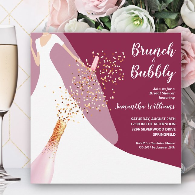 Brunch och Bubly Bride på Möhippan Cranberry Inbjudningar (Skapare uppladdad)
