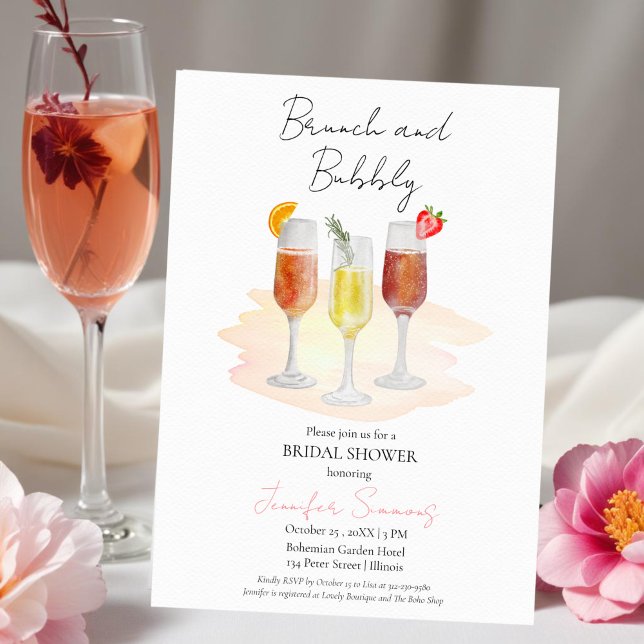 Brunch och Bubly | Cocktails-Möhippa Inbjudningar (Skapare uppladdad)