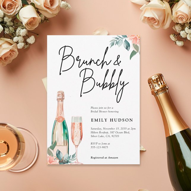 Brunch och Bubly Elegant Inbjudningskort för möhip (Skapare uppladdad)
