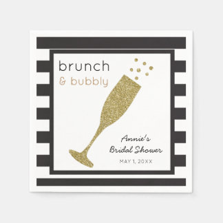 Brunch och Bubly Faux Guld Glitter & Black Drink Pappersservett