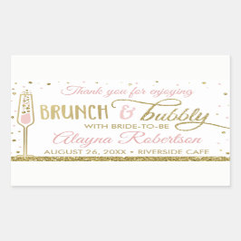Brunch och Bubly Flaska Wrapper, Faux Glitter Rektangulärt Klistermärke